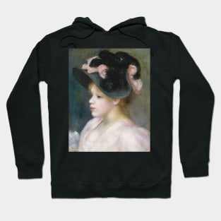 Young Girl in a Pink-and-Black Hat by Auguste Renoir Hoodie